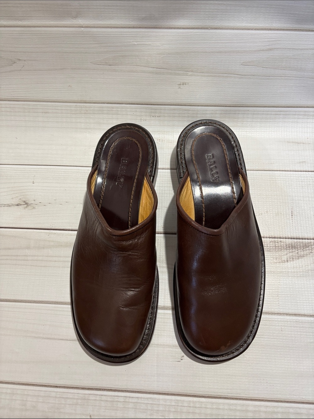 BALLY Men's Brown Leather Slip-On Clog